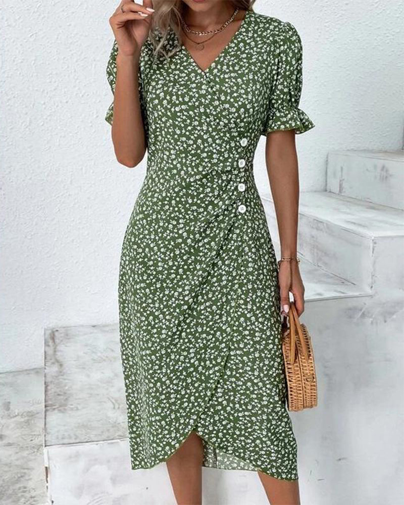 Floral Print Wrap Dress for Women