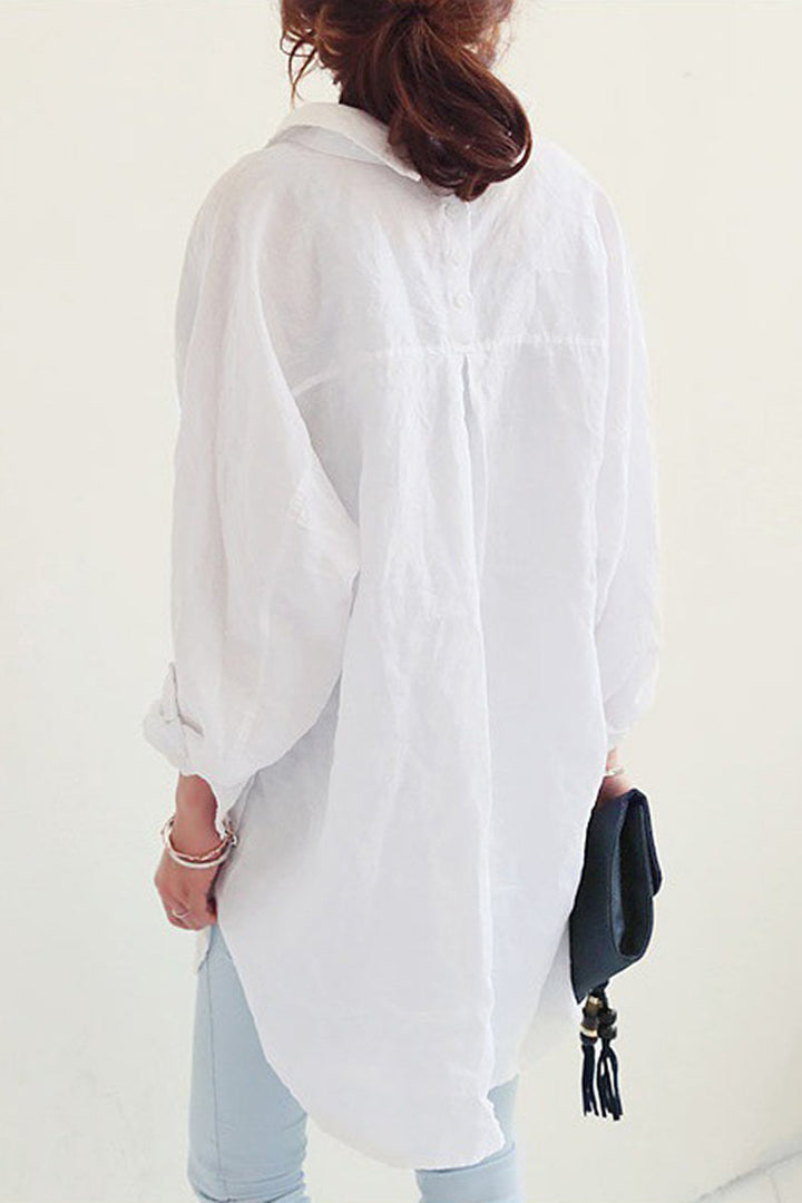 Classic Plain Blouse with Button Detail for Women