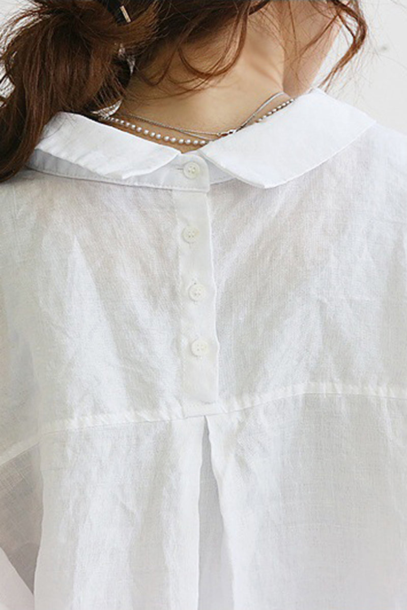 Classic Plain Blouse with Button Detail for Women