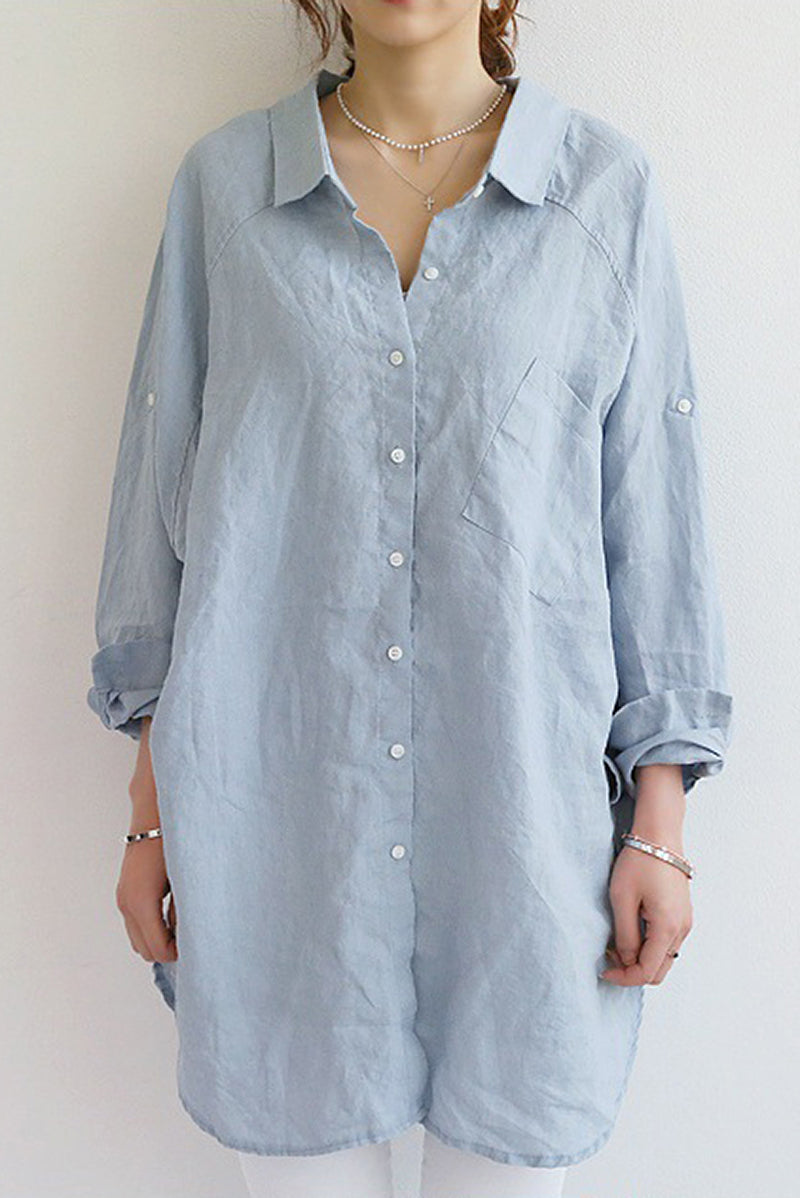 Classic Plain Blouse with Button Detail for Women