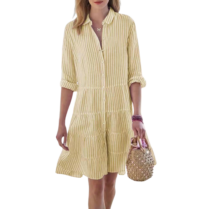 Stripe Print Long Sleeve Dress for Women