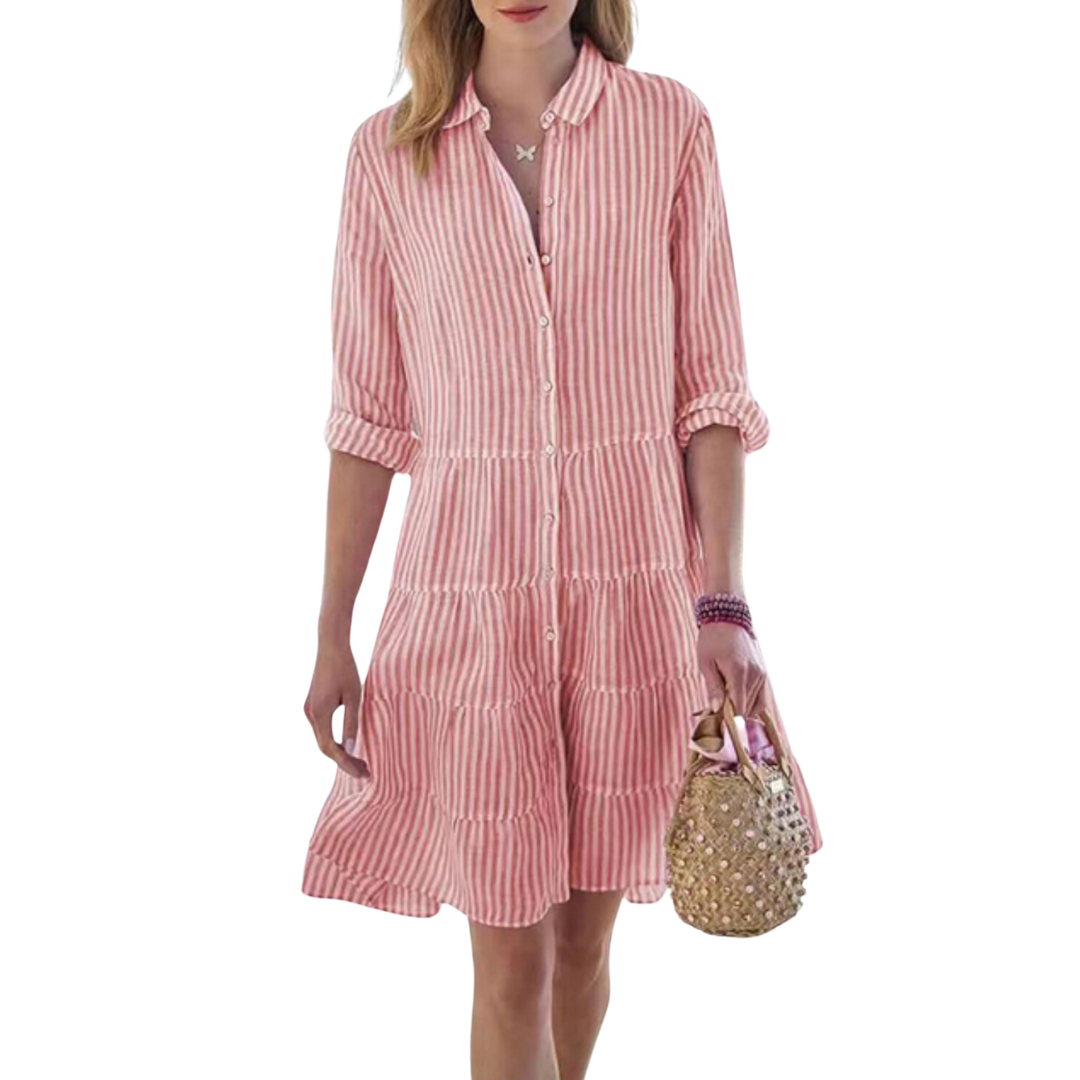 Stripe Print Long Sleeve Dress for Women