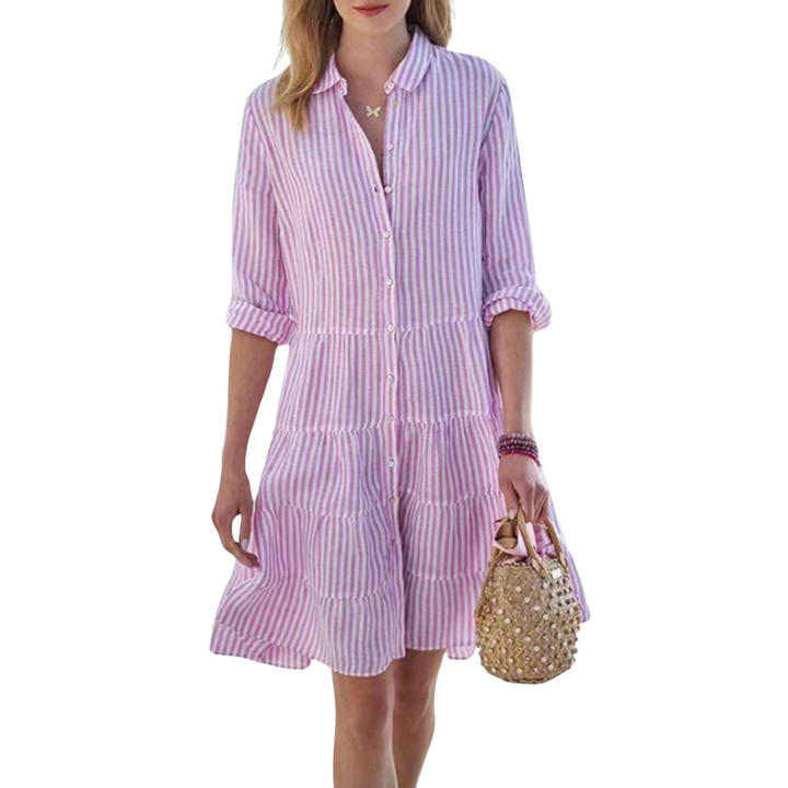 Stripe Print Long Sleeve Dress for Women