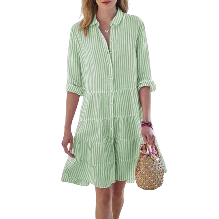 Stripe Print Long Sleeve Dress for Women