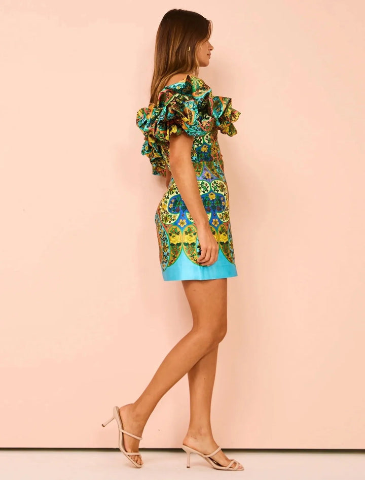 Colourful Ruffled Mini Dress For Women