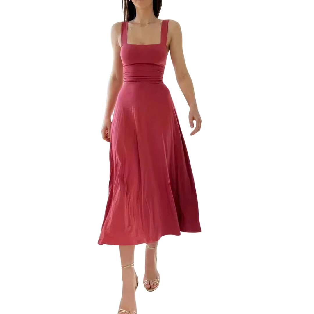 Elegant Fit and Flare Midi Dress for Women