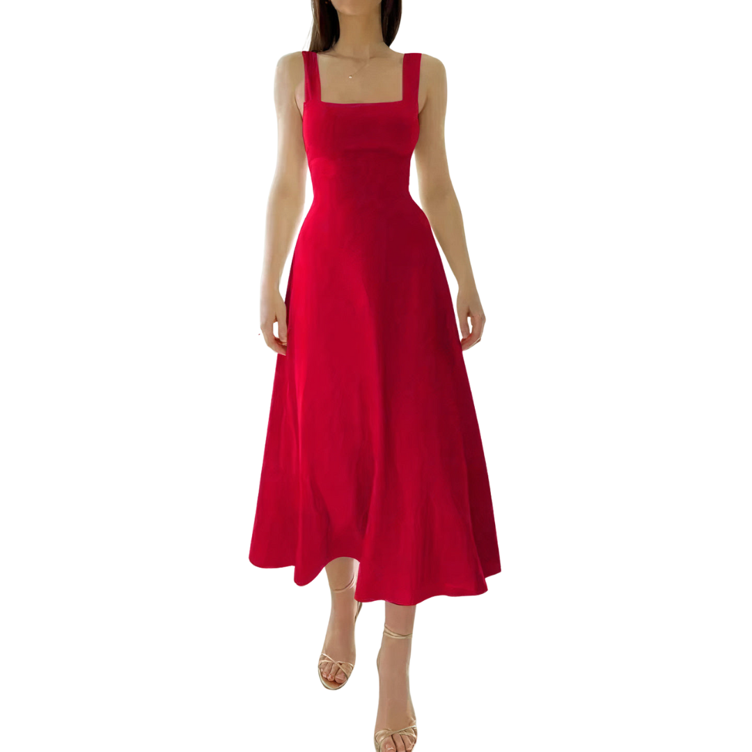 Elegant Fit and Flare Midi Dress for Women