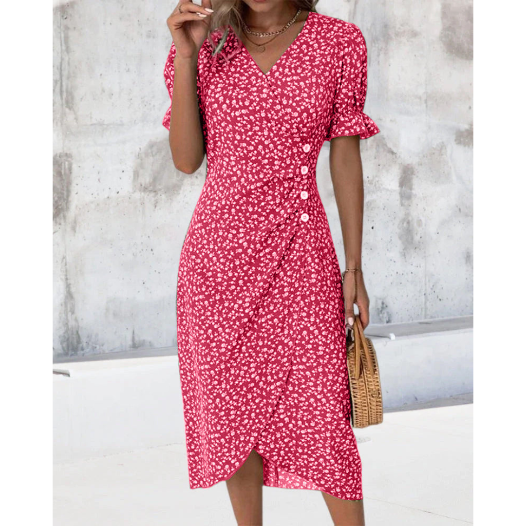Zhairah | Feminine Wrap Dress with Floral Elegance