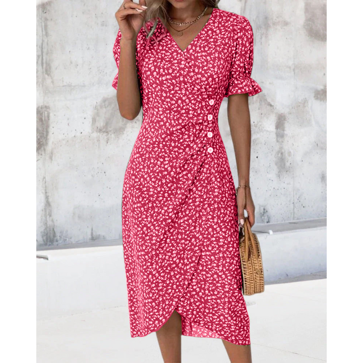 Zhairah | Feminine Wrap Dress with Floral Elegance