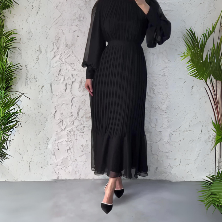 Elegant Long Flare Dress with long sleeves