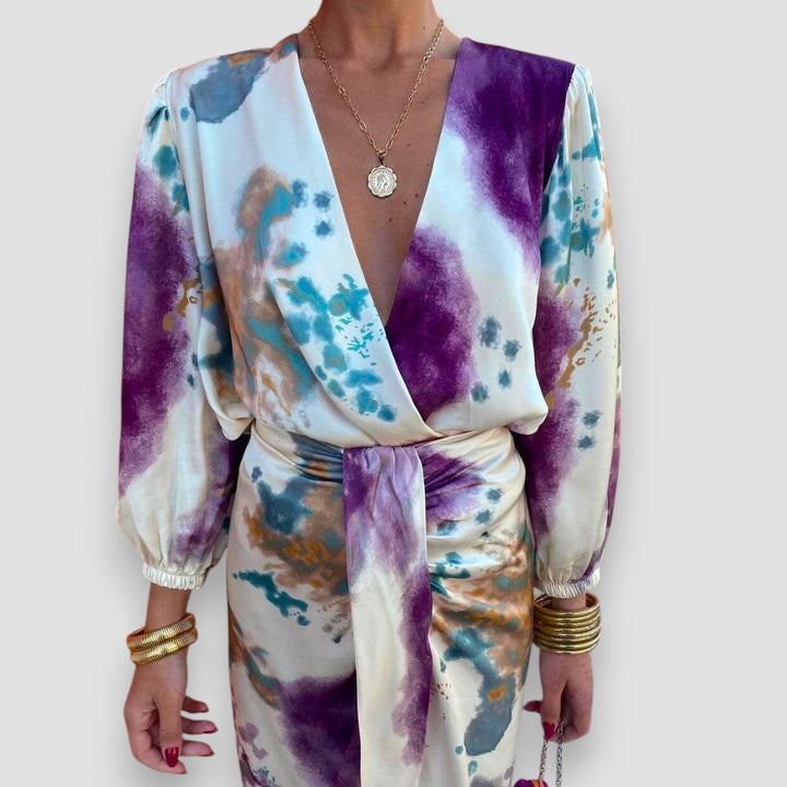 Maris | Elegant V-Neck Midi Dress for Women