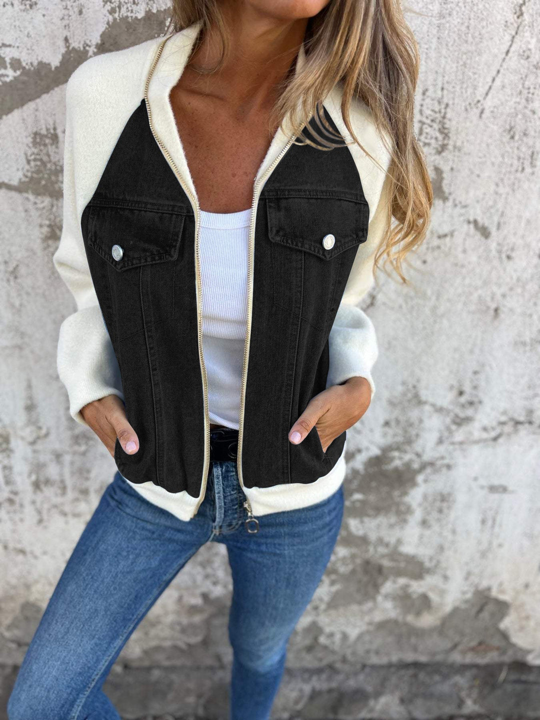 Ellen  | Casual V-neck Zipper Jacket