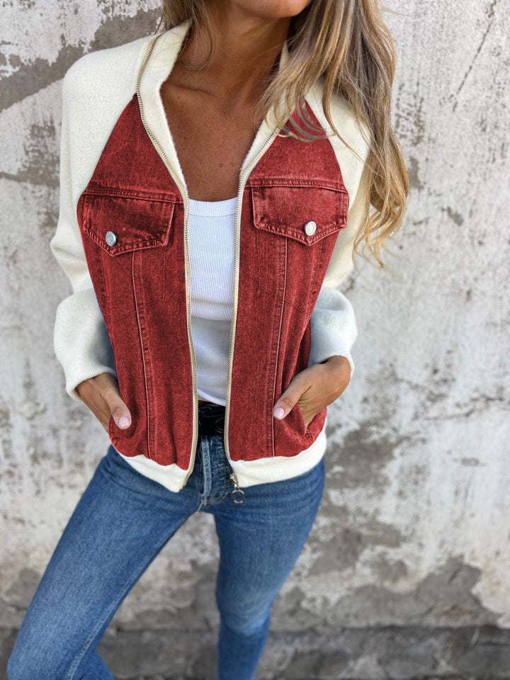 Ellen  | Casual V-neck Zipper Jacket