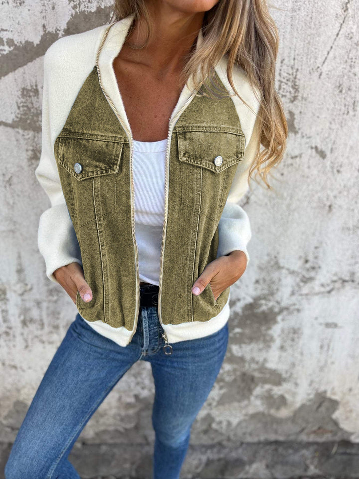 Ellen  | Casual V-neck Zipper Jacket