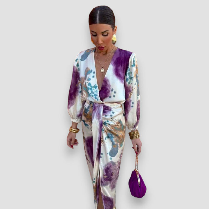 Maris | Elegant V-Neck Midi Dress for Women