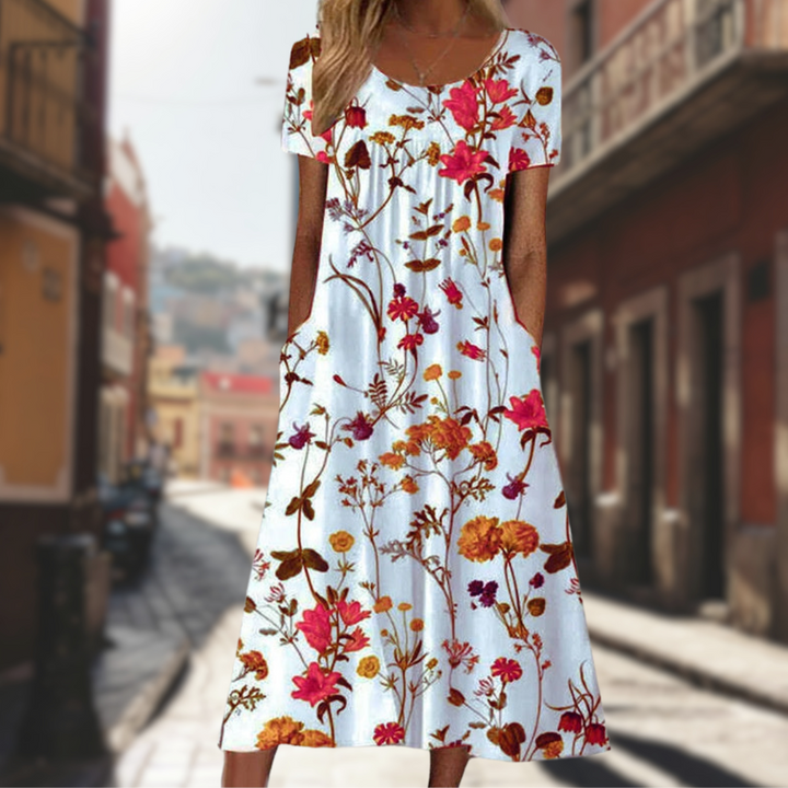 Vibrant Floral Print Maxi Dress for Women