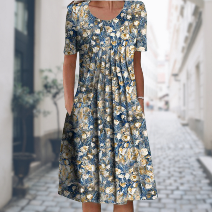 Women Short Sleeve Floral Print Dress