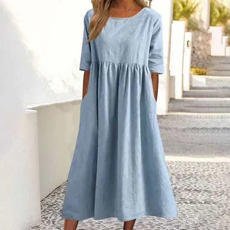 Casual Loose Pleated Hem Dress for Women