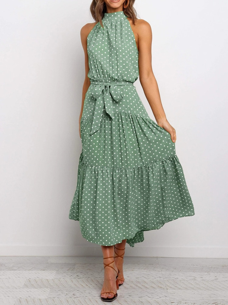 Polka Dot Halter Neck Sundress for Women