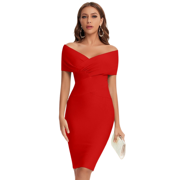 Women's Off-Shoulder V-Neck Bandage Dress