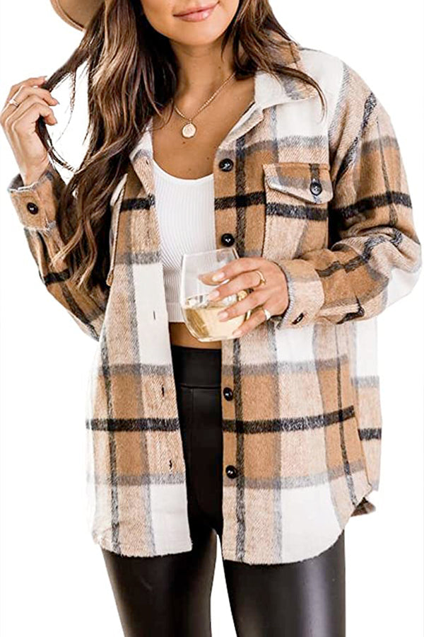 Women's Long Sleeve Plaid Jacket