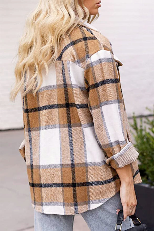 Women's Long Sleeve Plaid Jacket