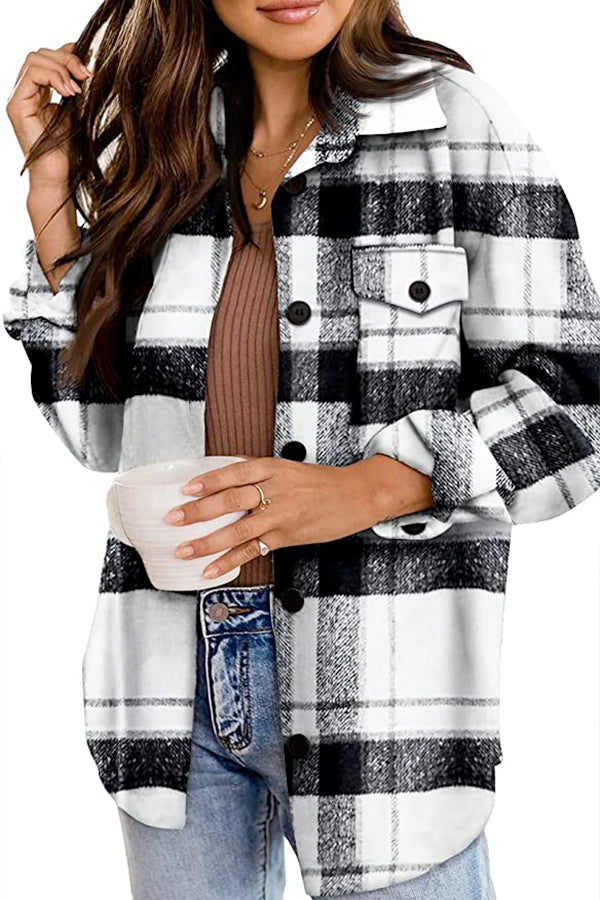 Women's Long Sleeve Plaid Jacket