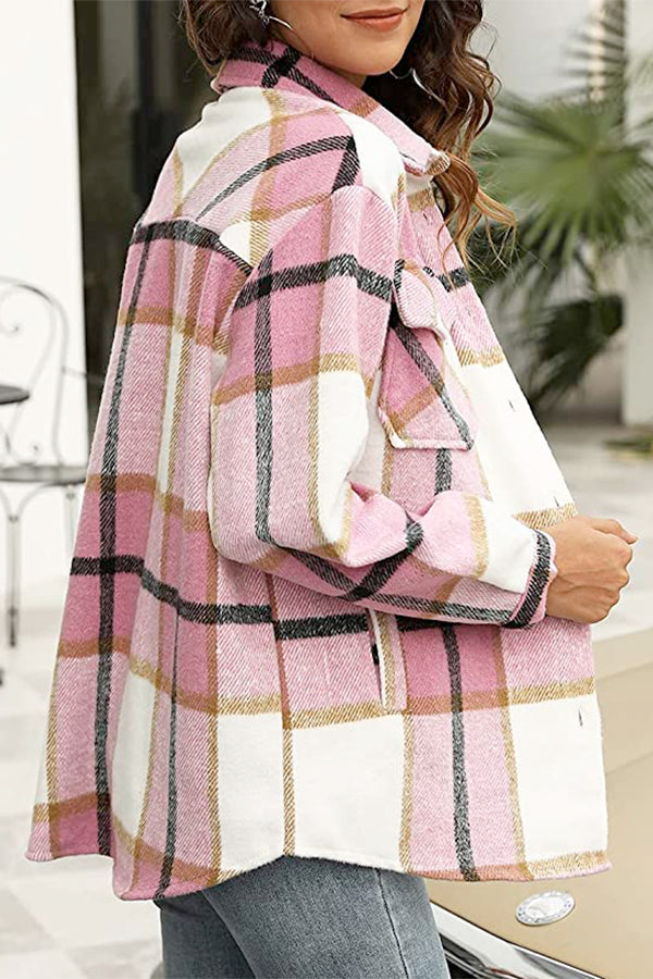 Women's Long Sleeve Plaid Jacket