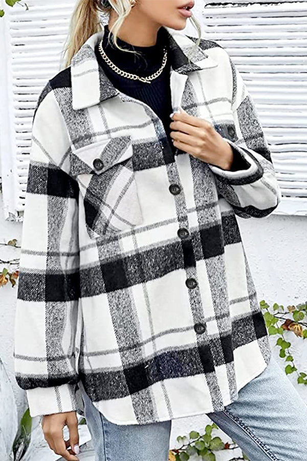 Women's Long Sleeve Plaid Jacket