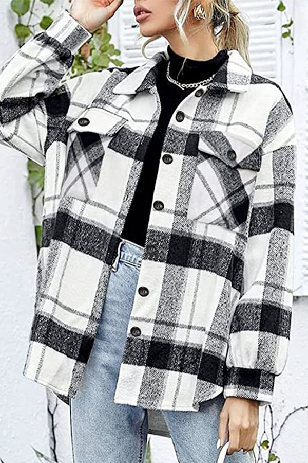 Women's Long Sleeve Plaid Jacket