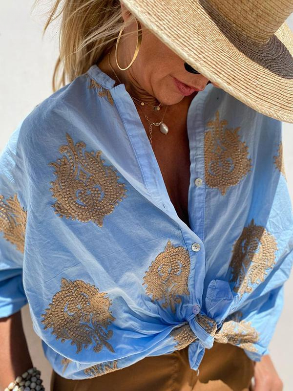 Oversized Embroidered Shirt for Women