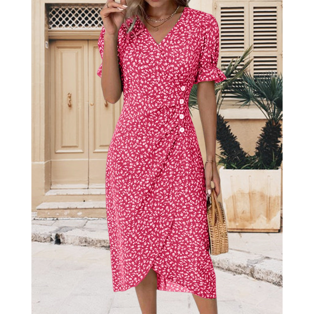 Zhairah | Feminine Wrap Dress with Floral Elegance