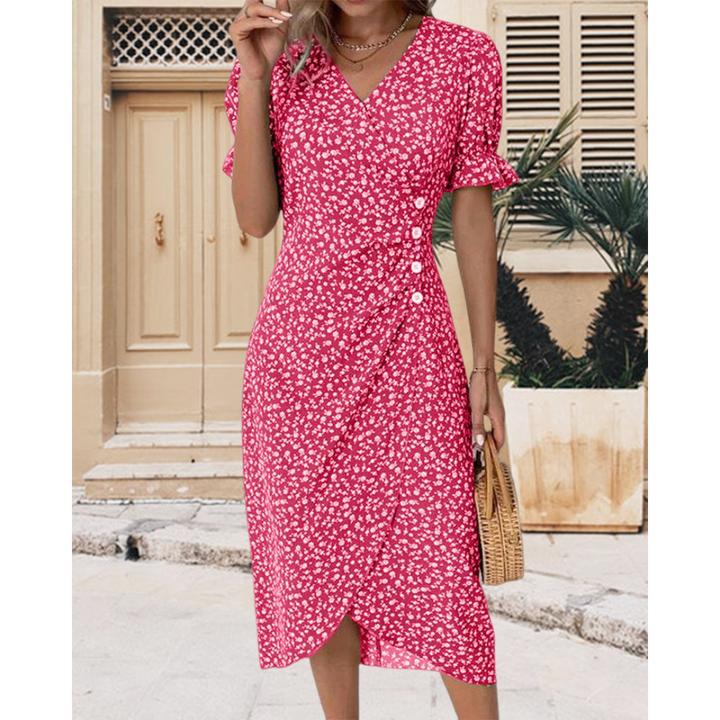 Zhairah | Feminine Wrap Dress with Floral Elegance