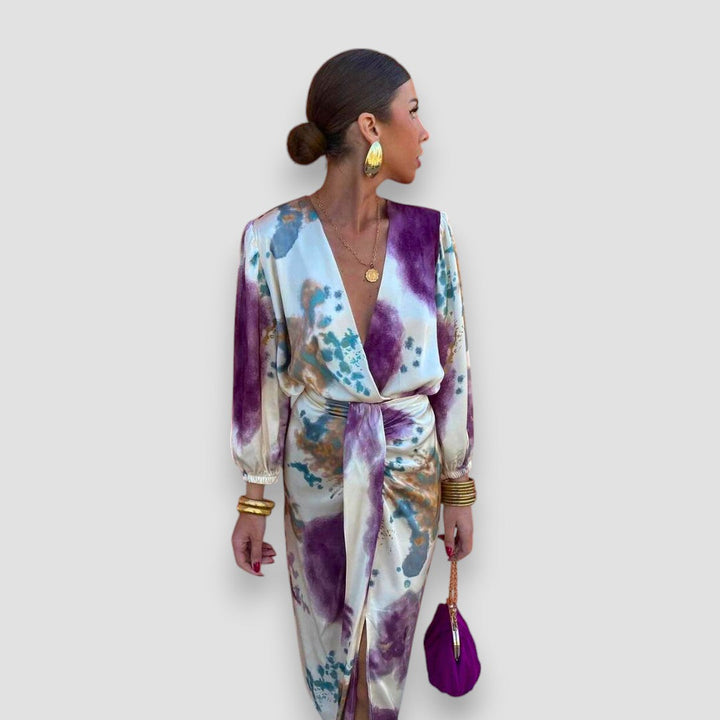 Maris | Elegant V-Neck Midi Dress for Women