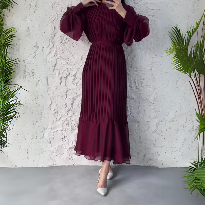 Elegant Long Flare Dress with long sleeves