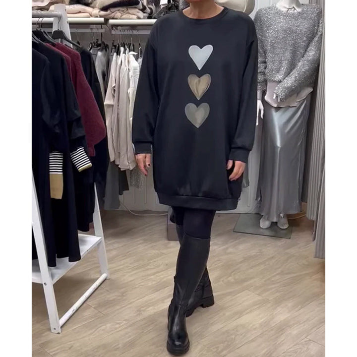 Joycee | Women’s Heart Print Long Sleeve Sweatshirt