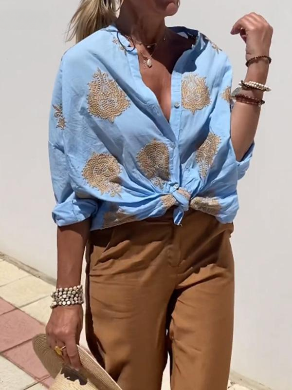 Oversized Embroidered Shirt for Women