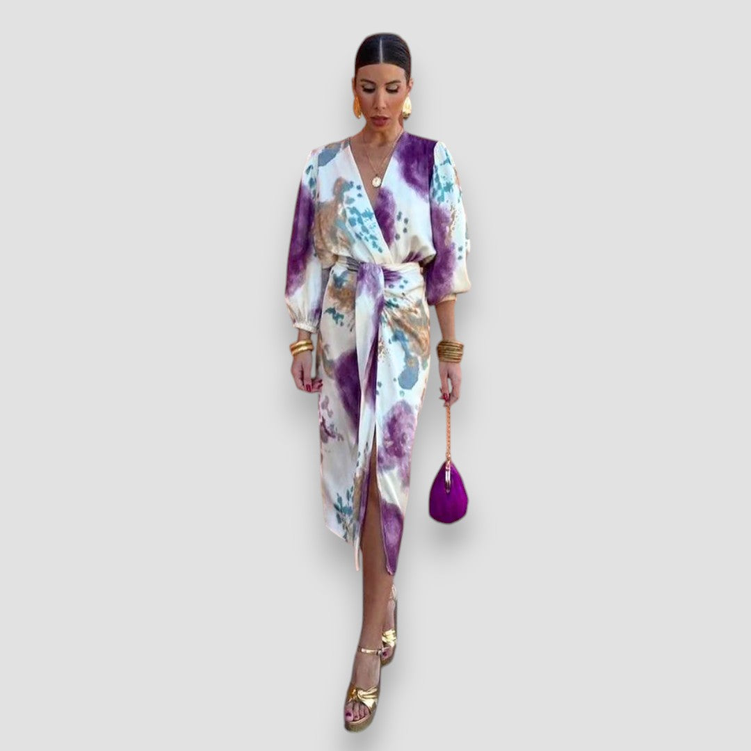 Maris | Elegant V-Neck Midi Dress for Women