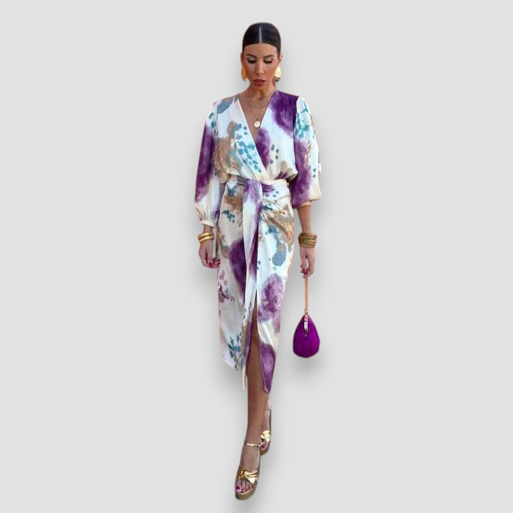 Maris | Elegant V-Neck Midi Dress for Women