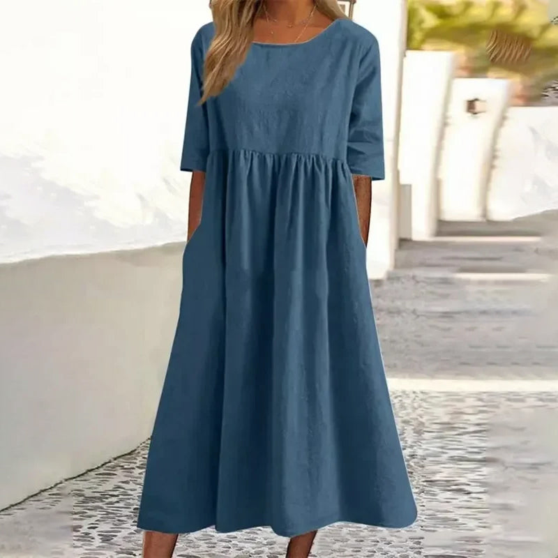 Casual Loose Pleated Hem Dress for Women