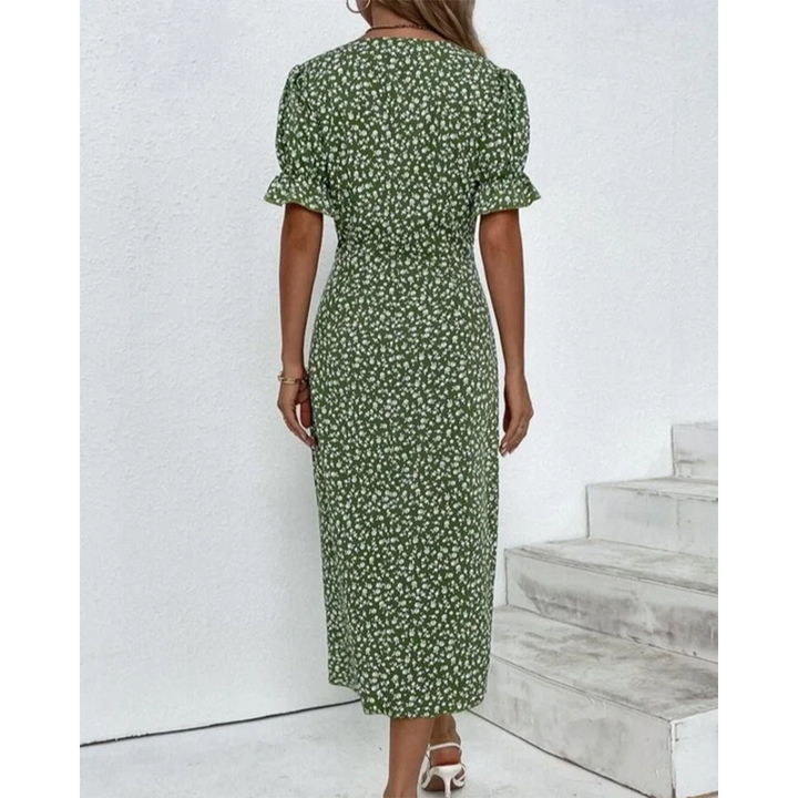 Zhairah | Feminine Wrap Dress with Floral Elegance
