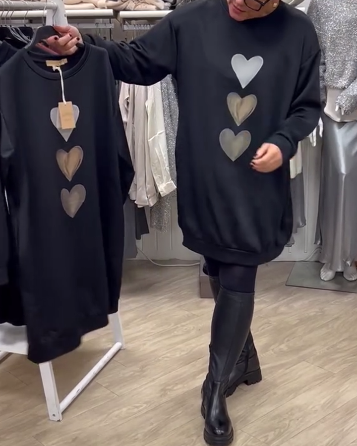 Joycee | Women’s Heart Print Long Sleeve Sweatshirt