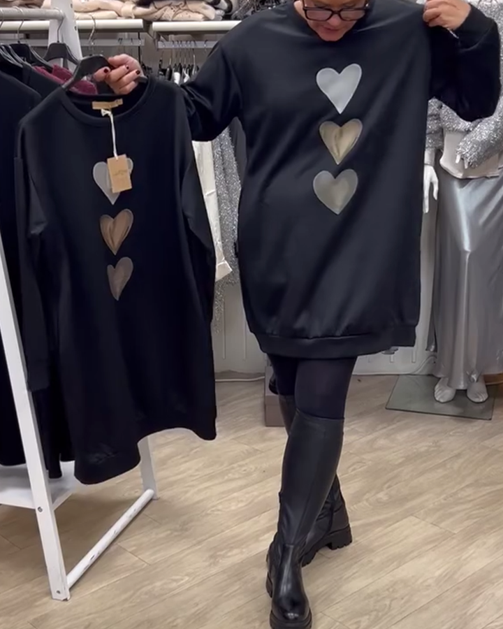 Joycee | Women’s Heart Print Long Sleeve Sweatshirt