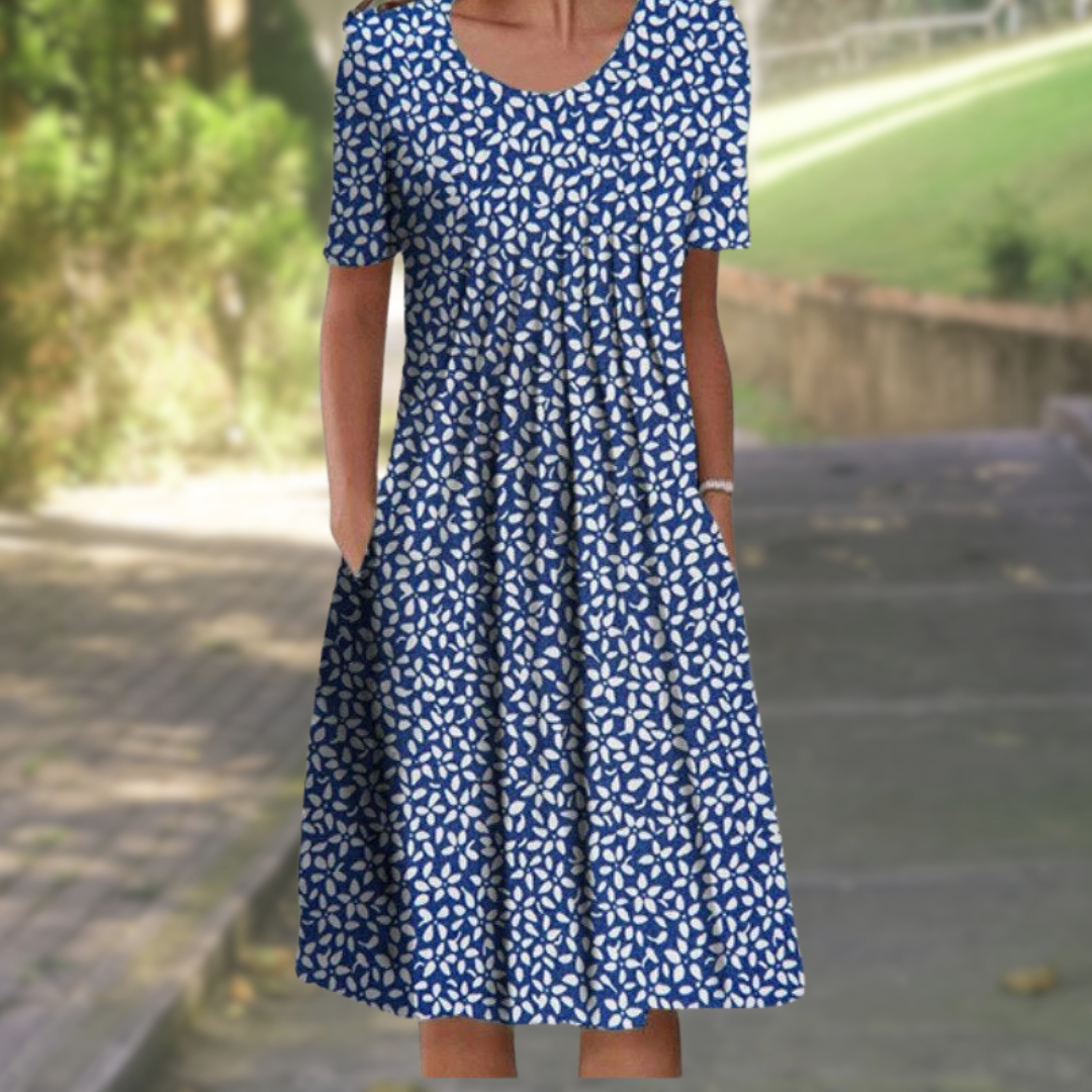 Women Short Sleeve Floral Print Dress