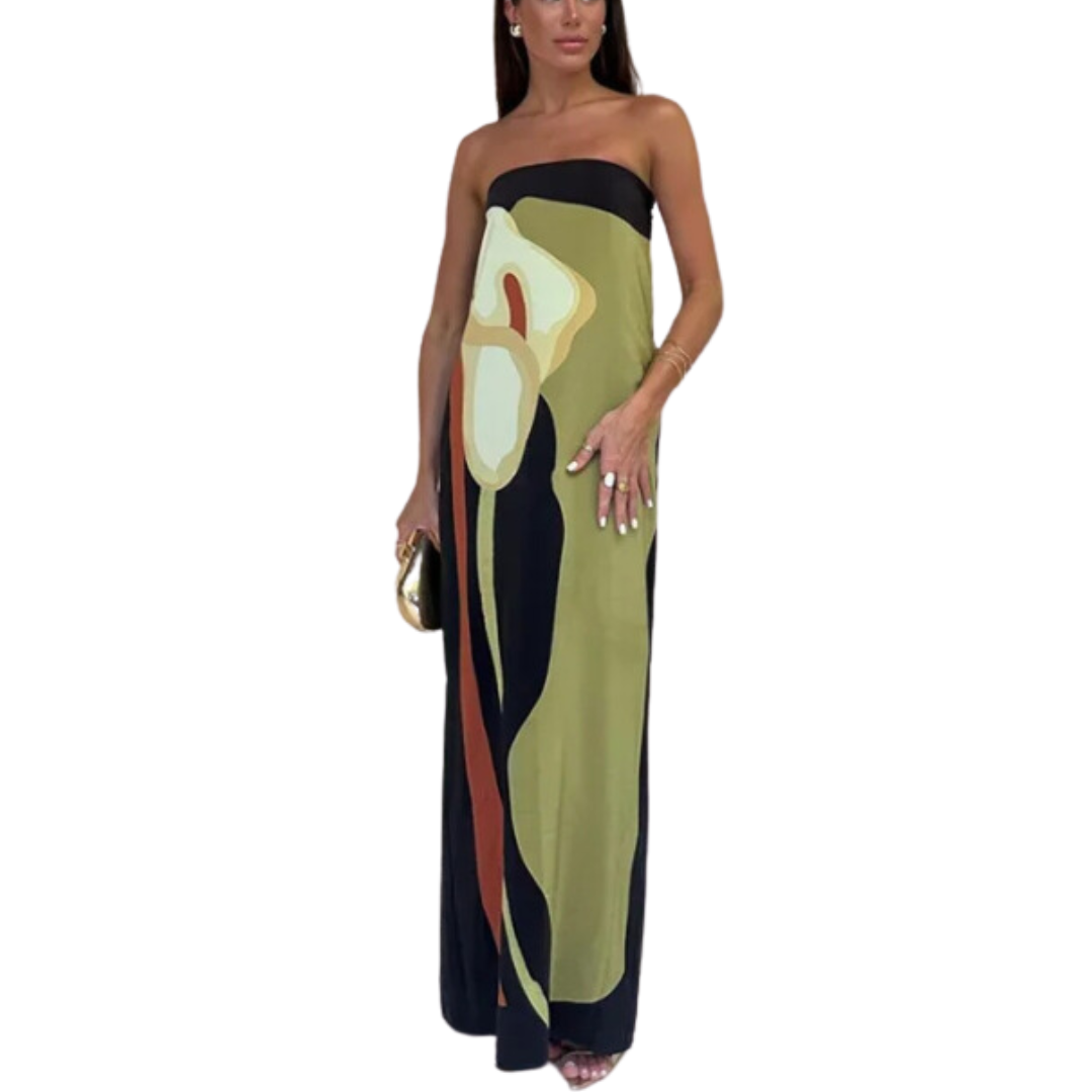 Abstract Floral Print Maxi Dress for Women