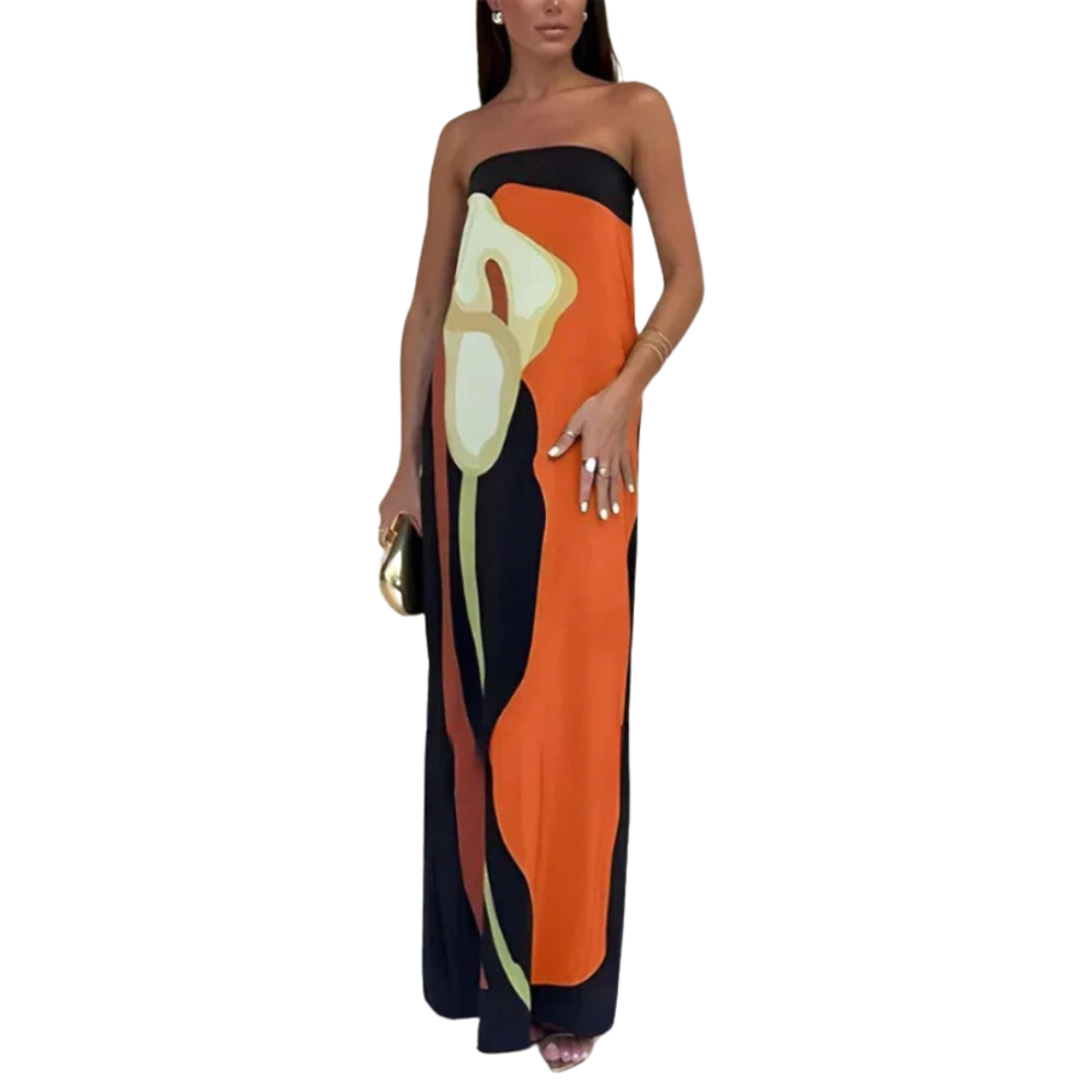 Abstract Floral Print Maxi Dress for Women