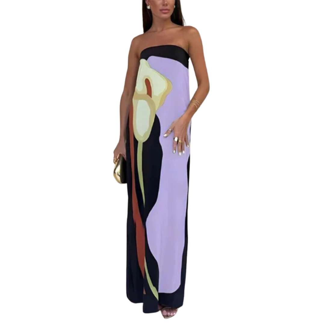 Abstract Floral Print Maxi Dress for Women