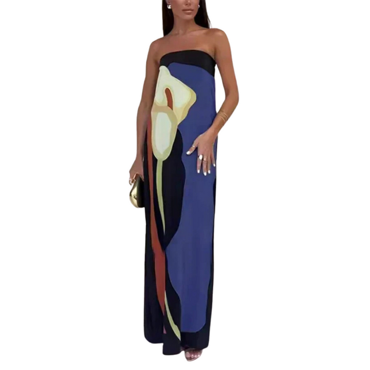 Abstract Floral Print Maxi Dress for Women