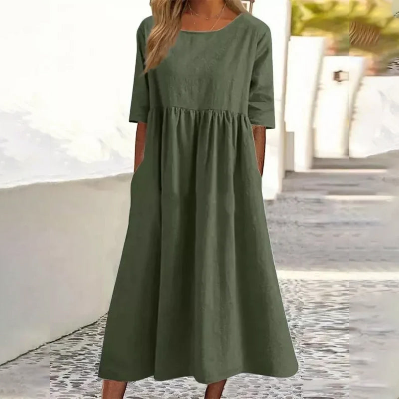 Casual Loose Pleated Hem Dress for Women