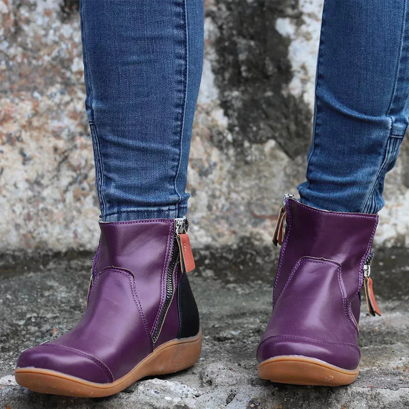 Women's Waterproof Double Zipper Ankle Boots